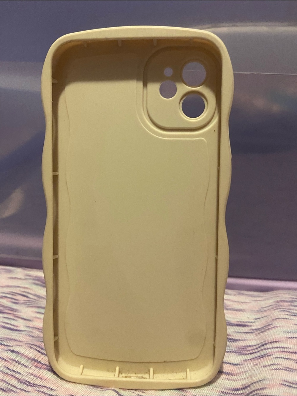 iPhone 11 Silicone Spiderweb Phone Case - Light Cream with Pink Design - Picture 2 of 2